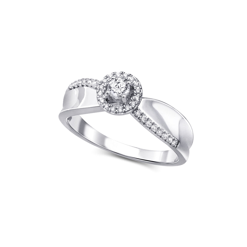 10K White Gold 0.255ct Diamond  Engagement Ring