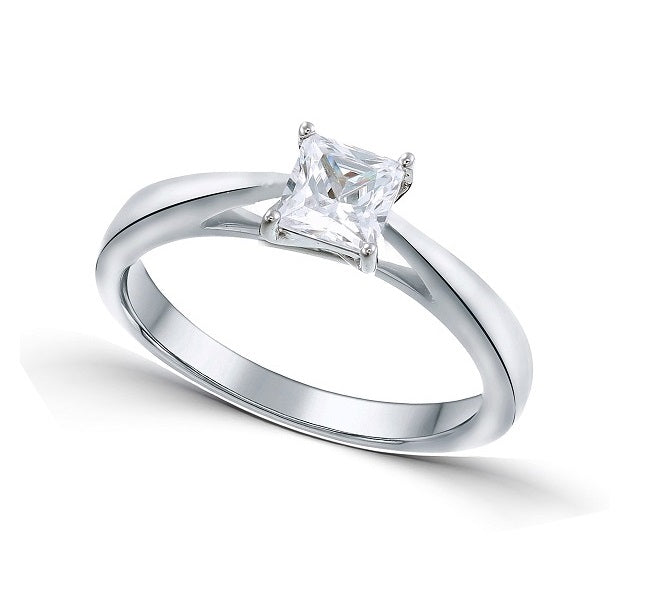 14K WG .51ct Princess Cut Solitare Canadian Diamond Ring
