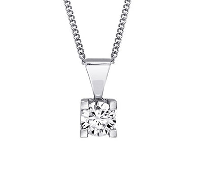 14k White Gold 0.10ct  canadian diamond solitaire four-claw pendant