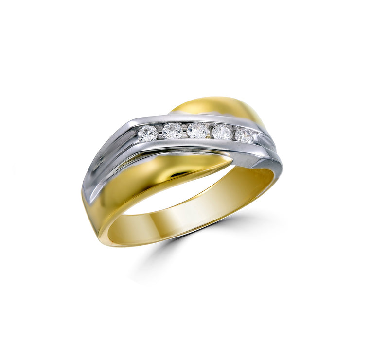 10k White Gold/Yellow Gold 0.25CT Canadian diamond gents ring