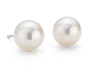 14K White Gold 6MM  Cultured White Pearl Earring