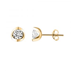 14k Yellow Gold 0.20ct Canada Star Canadian Diamond  half moon earring