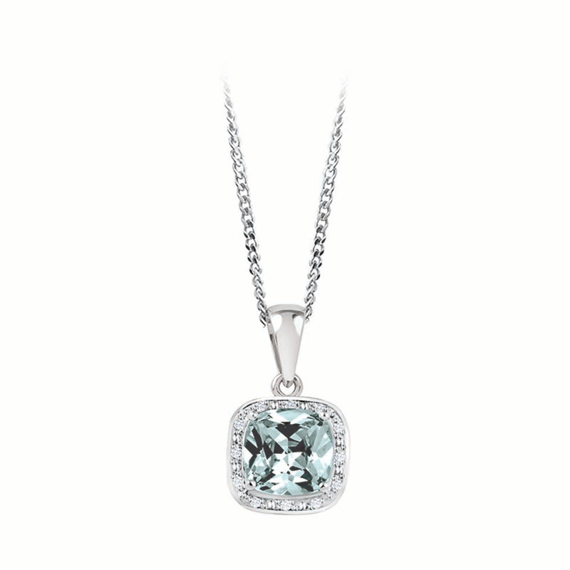Silver January Cz Garnet & diamond pendant w/ Silver chain