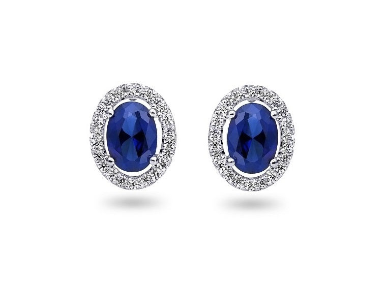 10K White Gold 0.21CT diamond  sapphire earring