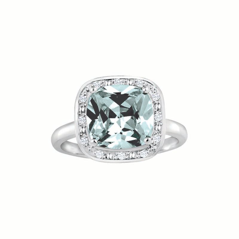Silver  Birthstone & diamond ring
