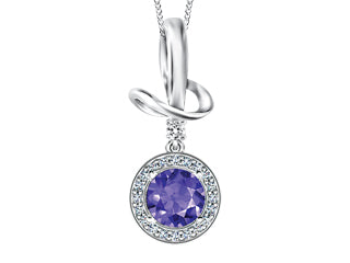 10k WG Canadian diamond & tanzanite pendant with  chain 18"