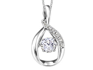 10K White Gold 0 .22ct Canadian Diamond Off Infinity Heart Beat Pendant w/ Curb Chain