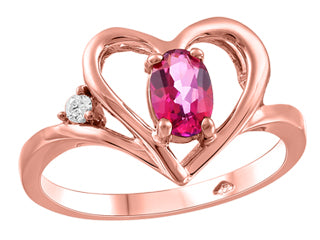 10K Rose Gold Canadian Diamond Pink Topaz  Ring