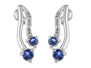 10K WG  diamond  sapphire earring
