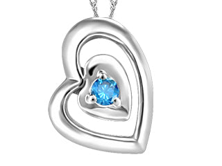 10K WG 0.07CT  Blue Diamond Pendant w/ chain 18"