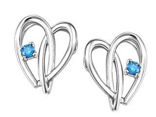 10K White Gold 0.10ct Blue Diamond Heart Earring