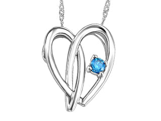 10K WG .07ct Blue Dia. Heart Pendant w/ curb chain 18"