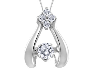 10K White Gold 0.16ct Canadian Dia Pear Heart Beat Pendant w/ Curb Chain