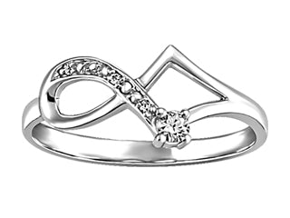 10K White Gold 0.06ct Canadian Diamond Off Infinity Ring