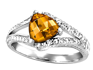 10K White Gold 0.10ct  Diamond & Rhodolite Carnet Ring