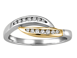 10K White Gold/Rose Gold 0.11CT Diamond Ring