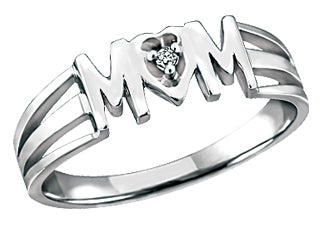 10K YG 0.01CT Diamond MOM ring