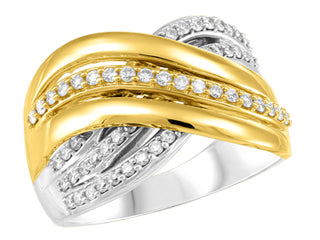 10K White Gold /Yellow Gold 0.39CT Diamond Dinner Ring