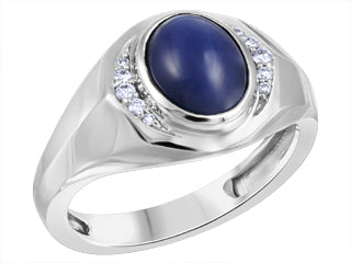10K White Gold  0.05ct Diamond Sapphire Ring