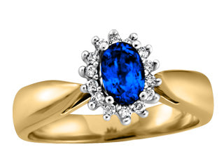 10K YG Diamond Sapphire Ring