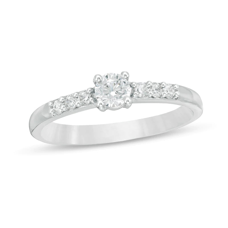 14K White Gold 0.53ct Diamond Engagement Ring